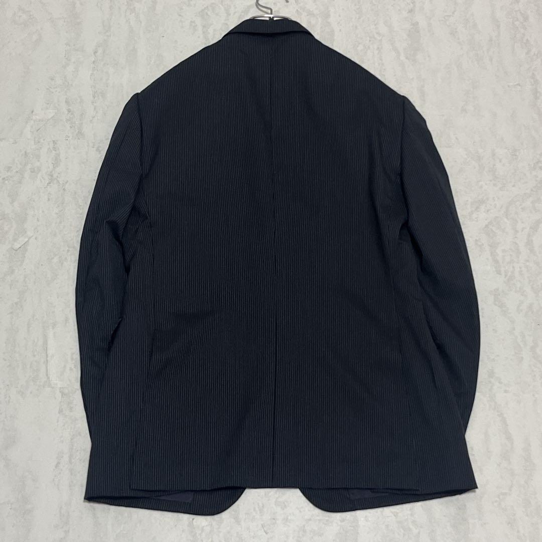 美品『バーバリーブラックレーベル』ドレススーツ ピークドラペル ストライプ 濃紺