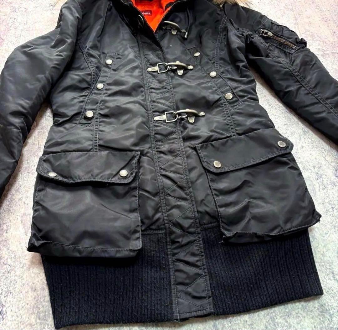 avirex fireman military fur coat ブラック S