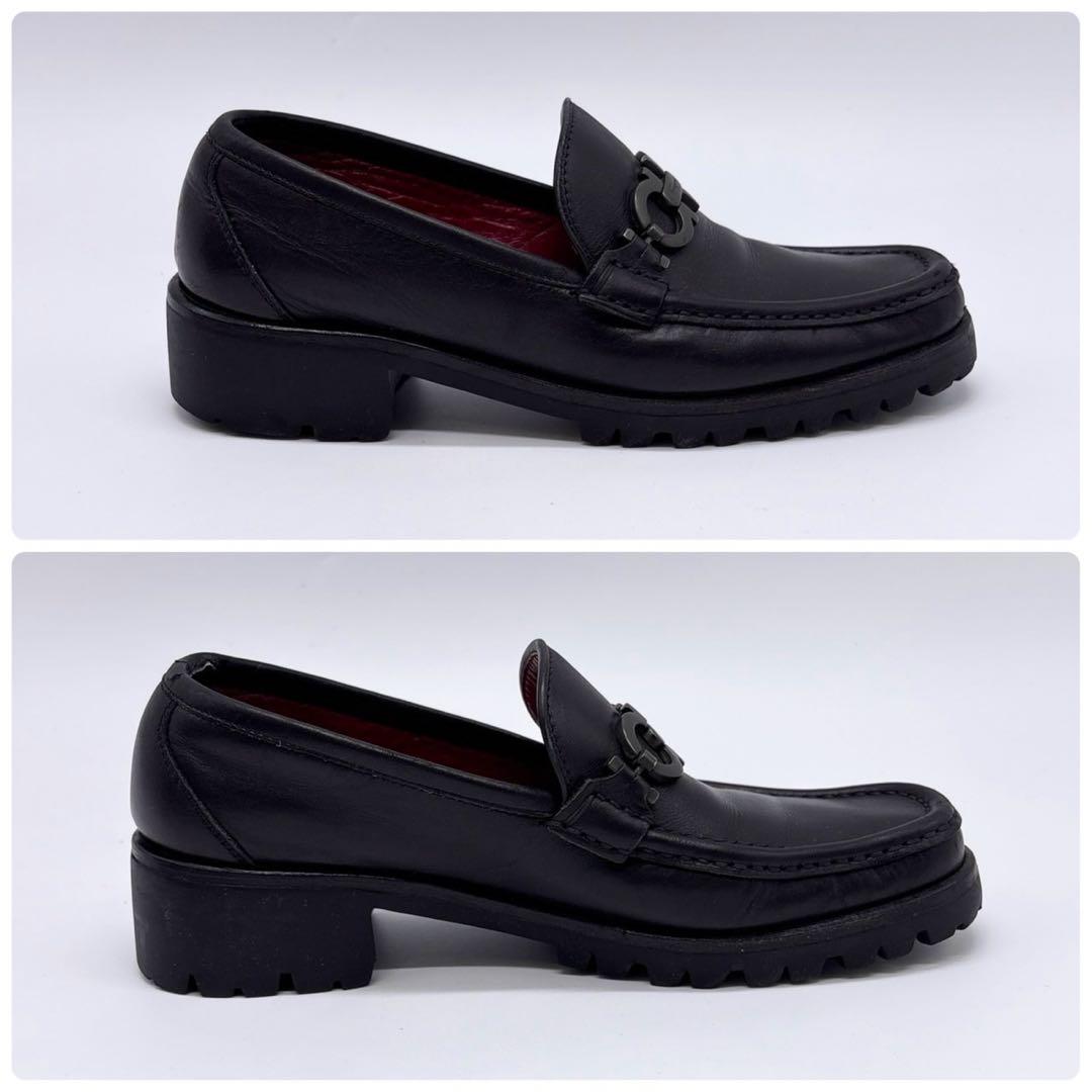 Ferragamo フェラガモ ガンチーニ ヒールローファー ブラック