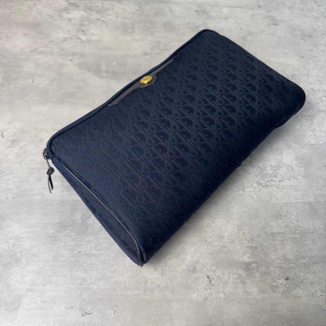 極美品 Christian Dior トロッター柄 セカンドバッグ ネイビー 紺