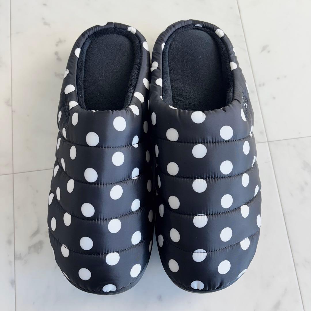 美品✨SUBU スブ ドット柄 スリッパ サンダル 黒×白 収納袋付き