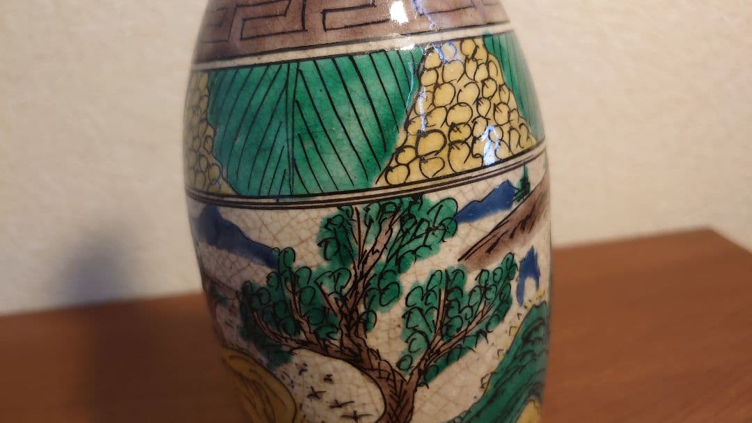 九谷焼　青九谷　青手　吉田屋窯　松山窯　明治九谷　蔵出し　徳利　大徳利　１客