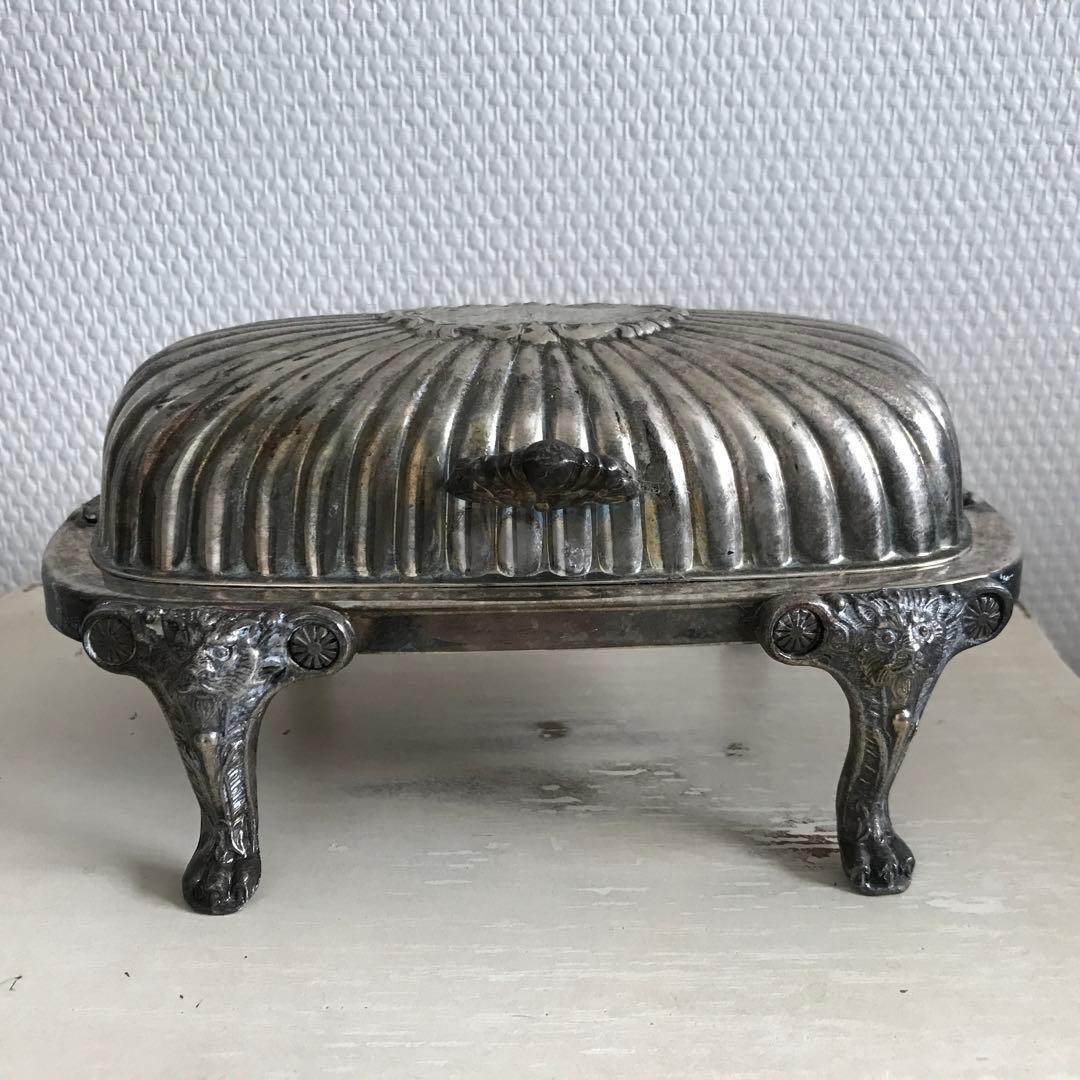 F.B. Rogers ライオン　バターディッシュ　シルバープレート　銀　獅子