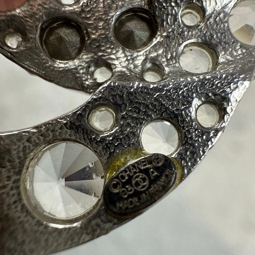 CHANELシャネル　ブローチ　クリアストーン　ココマーク　シルバーカラー