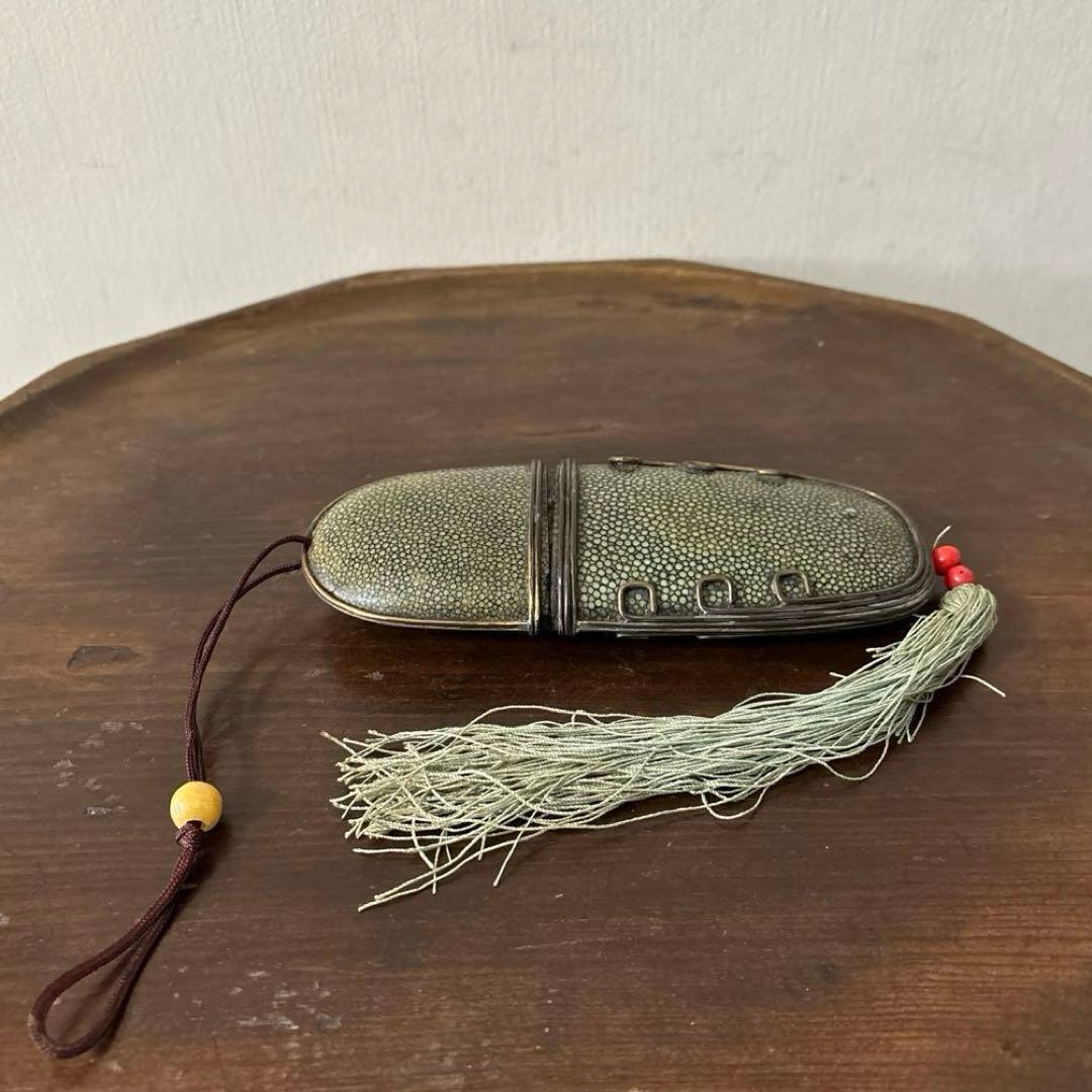 李朝時代後期 眼鏡匣 鮫皮　朝鮮王朝　アンティーク　韓国骨董　古道具　清朝