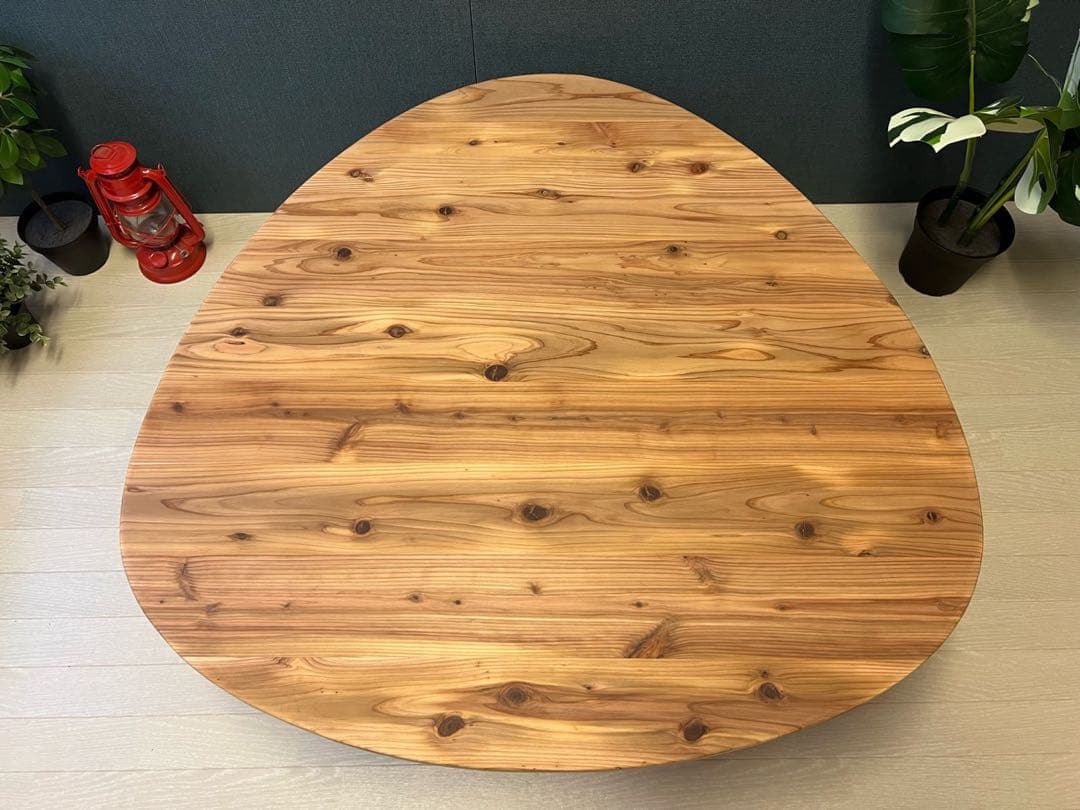 【送料無料】 テーブル おにぎり 約90cm 杉 折り畳み アイアン脚