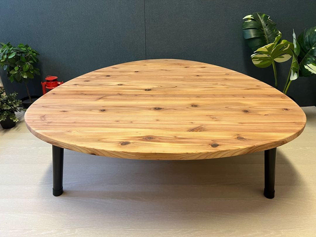 【送料無料】 テーブル おにぎり 約90cm 杉 折り畳み アイアン脚