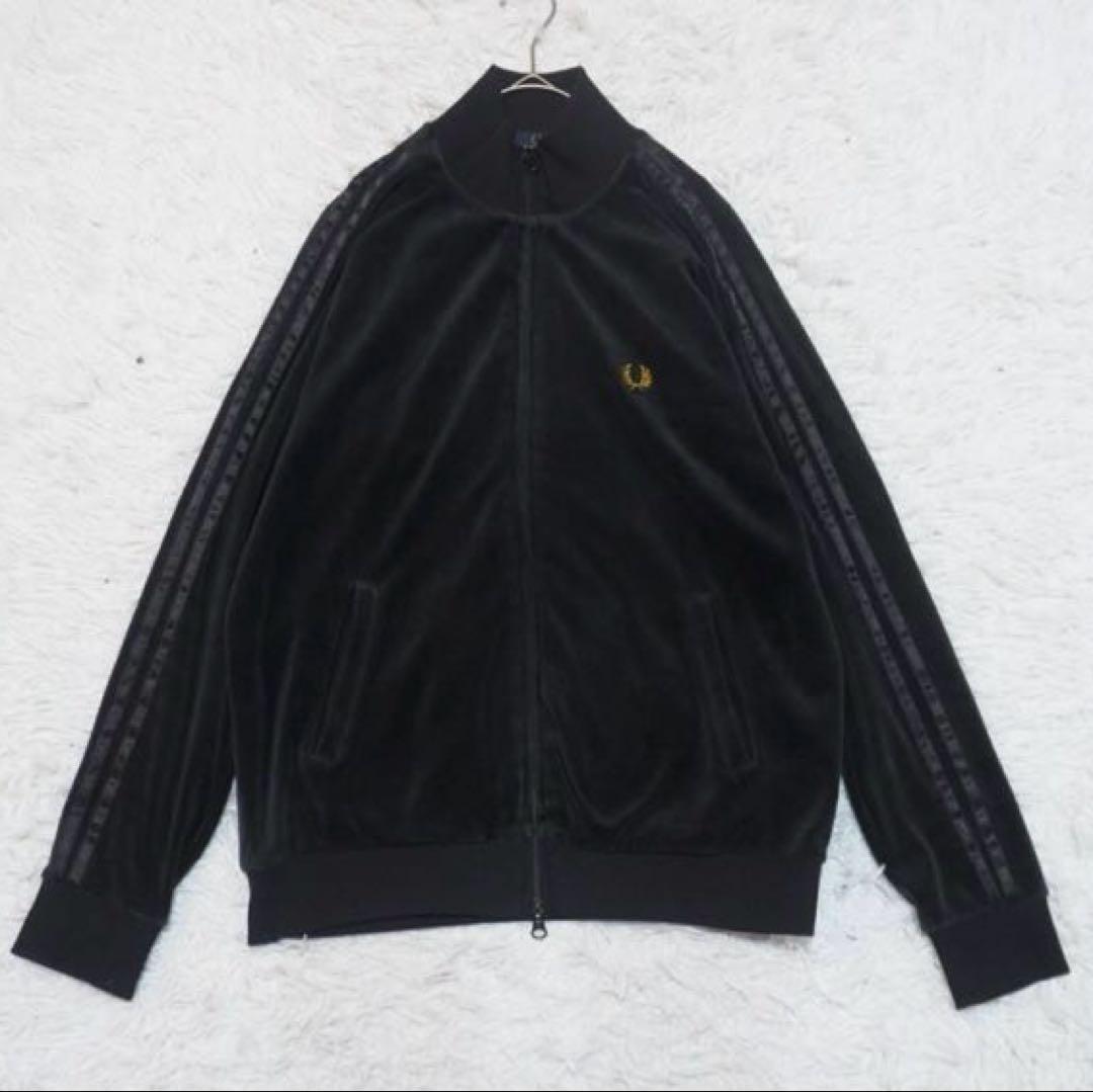 希少✨フレッドペリー ベロア トラックジャケット ヴィンテージ ロゴ刺繍 ライン