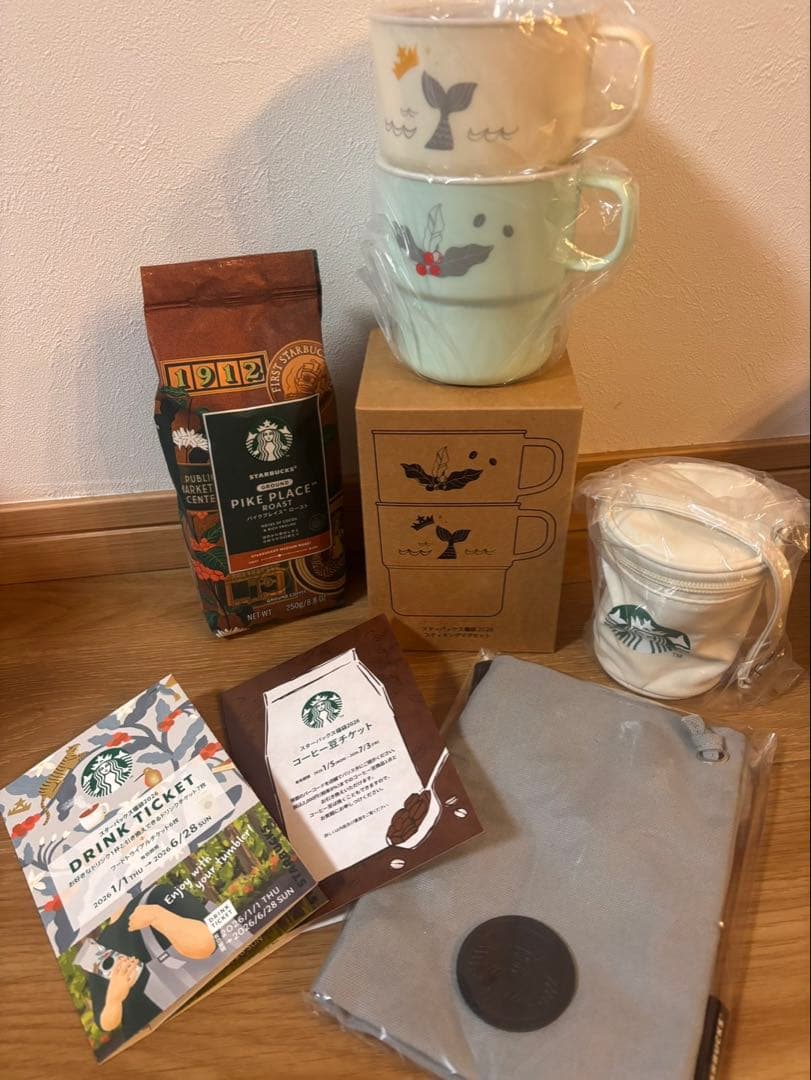 スタバ福袋2026 【６点セット】ドリンクフードチケット&コーヒー豆　他