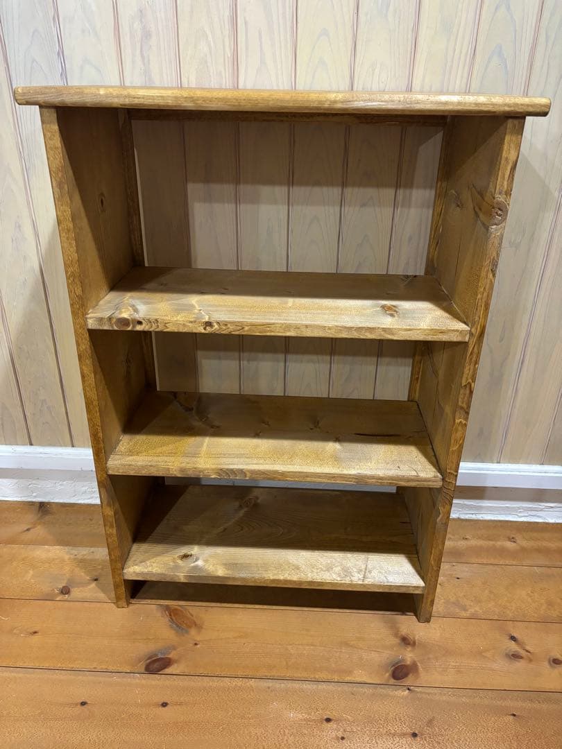 カントリー家具　ハンドメイド　オイル仕上げ3段棚