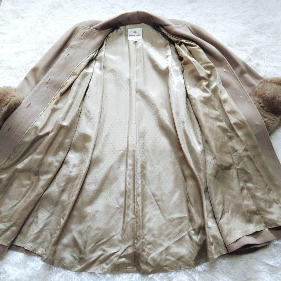 美品 PARIENNE カシミヤコート ウール フォックスファー ベージュ