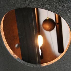 【未使用品】壱彦 信楽焼 風鈴 照明 風の水琴洞夢 ふくろう ak-0064