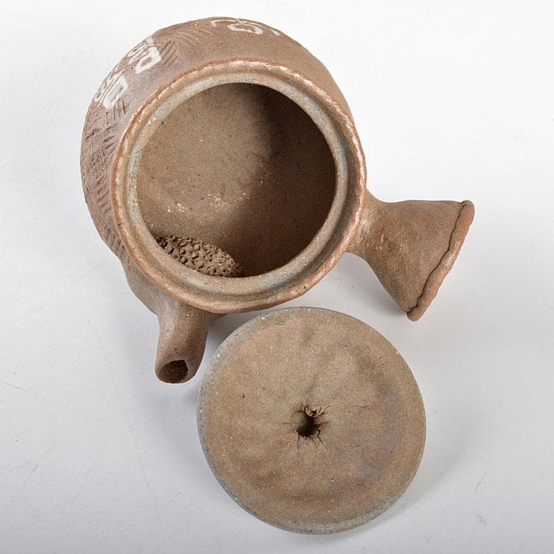 煎茶道具　萬古焼　古稀一光作　手捻　横手急須　茶壷　D　R5552