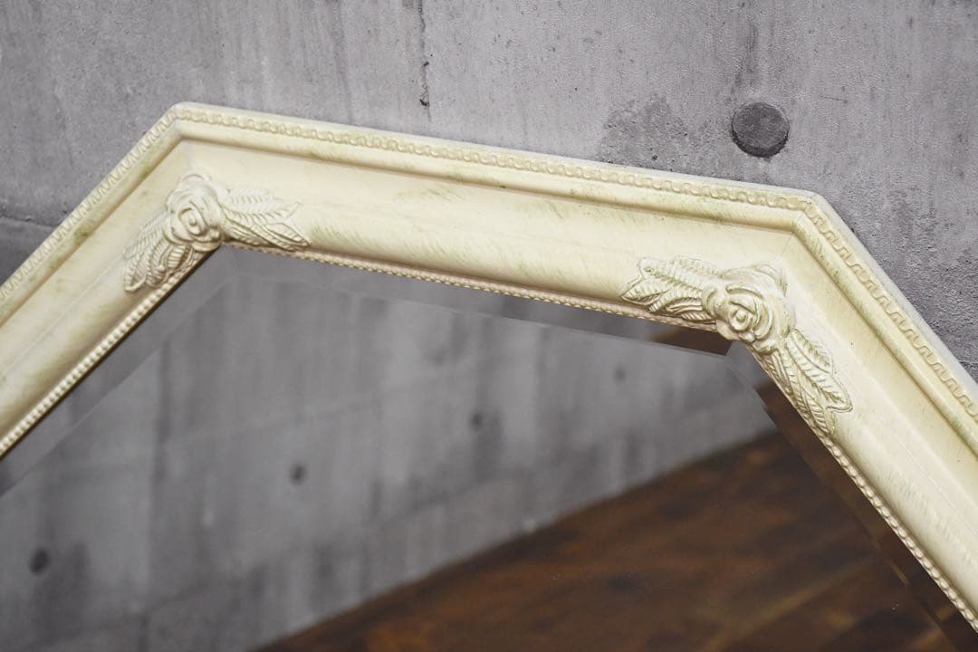 CHC71 シャビーシック オクタゴンミラー レリーフ アンティーク調 八角形