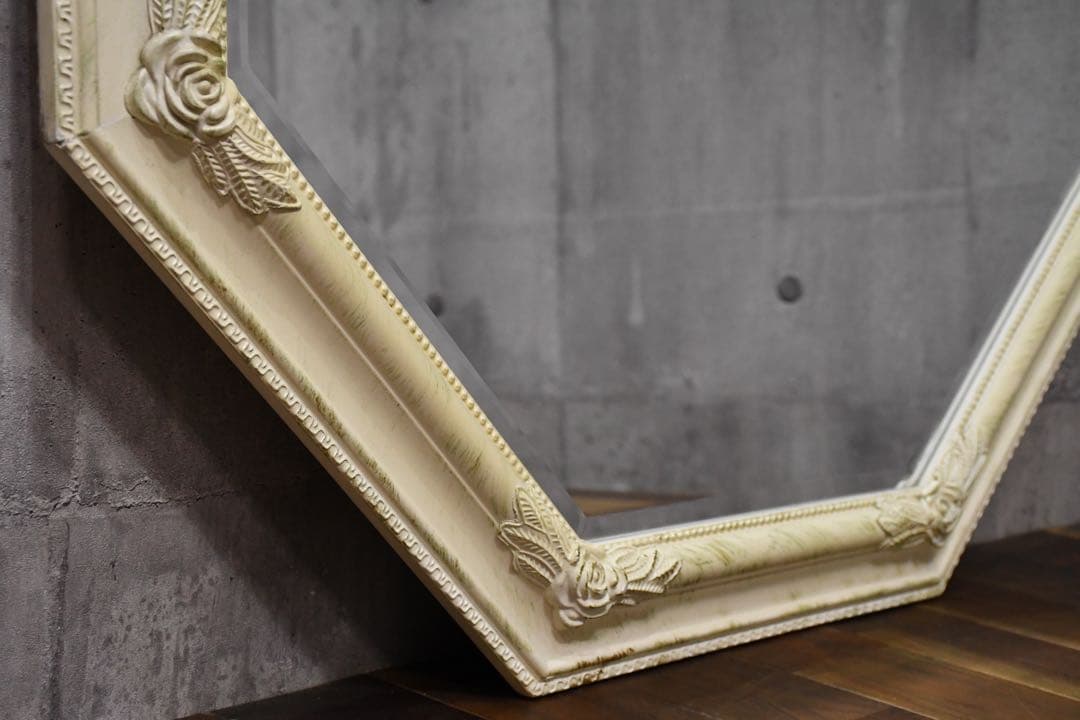 CHC71 シャビーシック オクタゴンミラー レリーフ アンティーク調 八角形