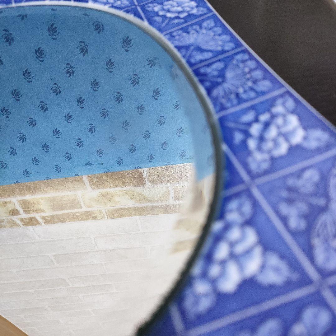 【希少】有田焼 宮内庁御用達 香蘭社 陶器製 染付 壁掛け鏡 ウォールミラー