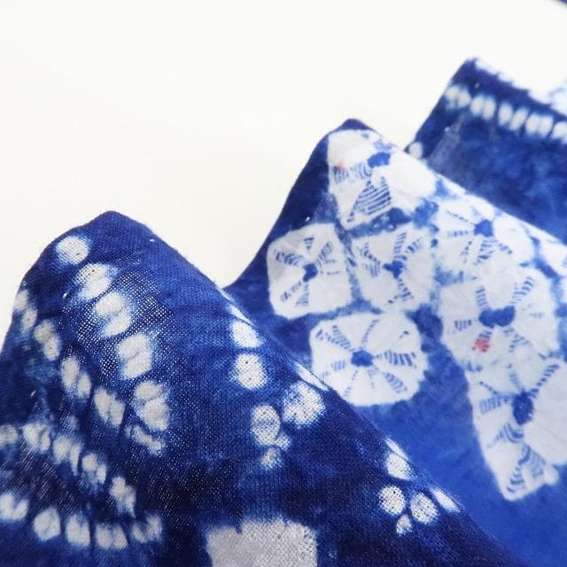 Y-921◆夏着物 有松鳴海絞『ウルトラマリン×撫子』居敷当て付 手縫 高級浴衣