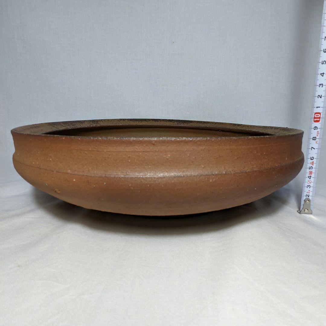 藤原均 備前焼 水盤 直径32cm 花器 フラワーベース 花瓶 緋襷 華道具