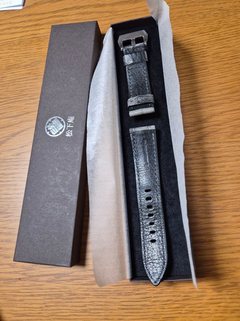 レザー時計ベルト グレー ブラック 箱付き　松下庵