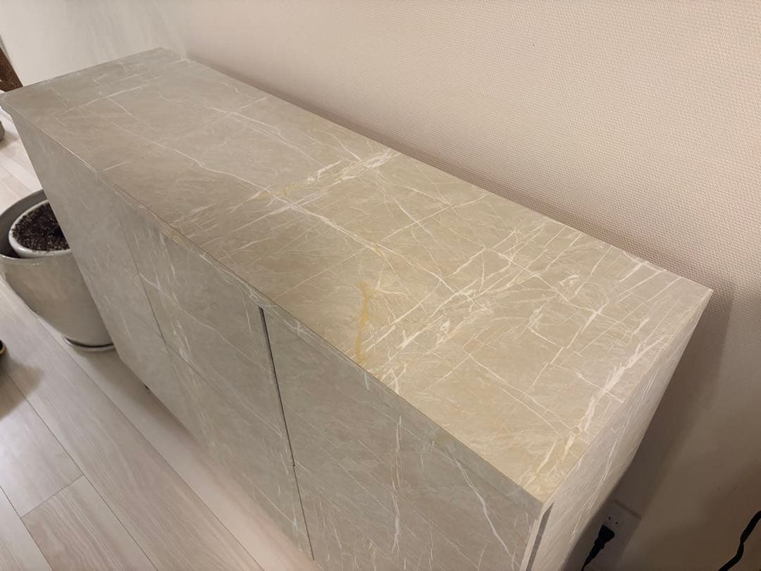 LOWYA サイドボード キャビネット 白　大理石調