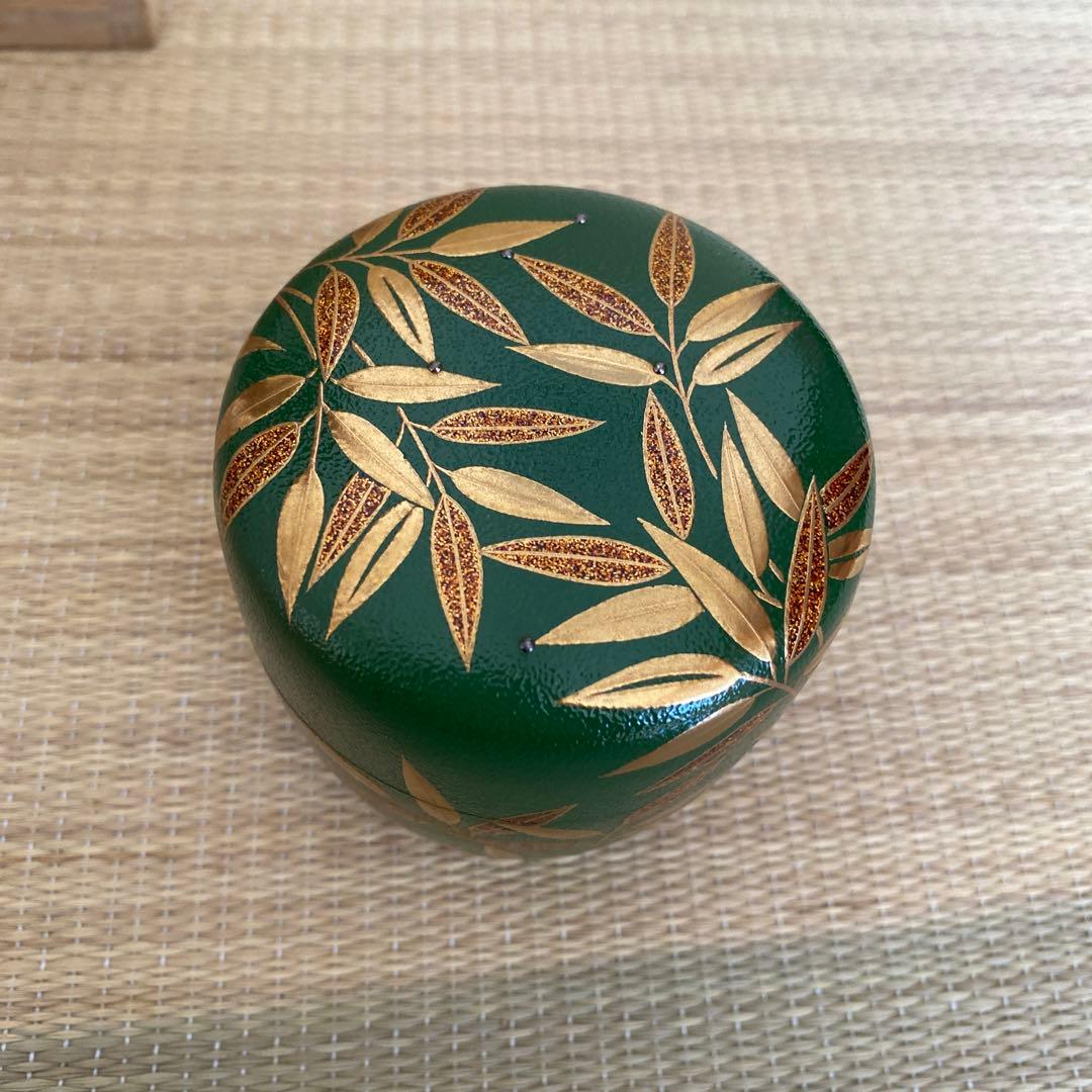 ★貴重★青漆 露笹時絵 大棗 伊藤表正作