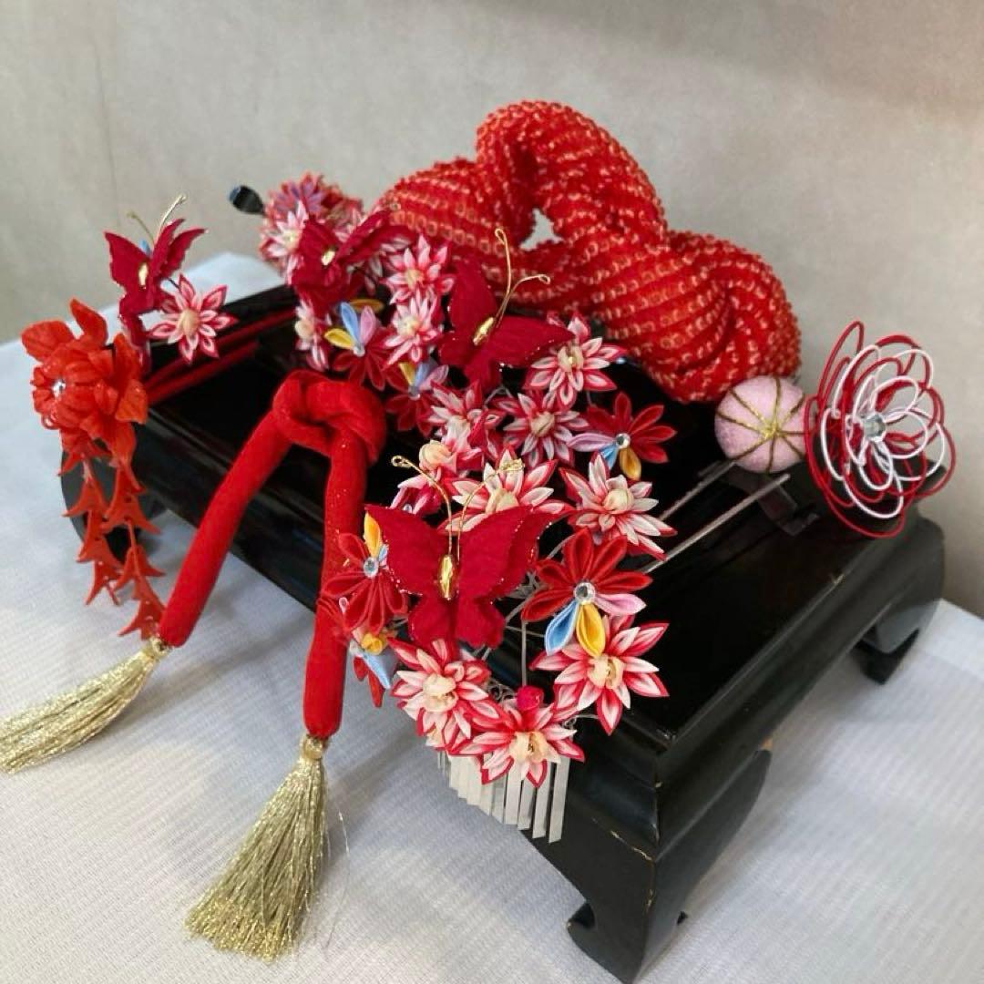 専用　七五三　花盛り！小菊と蝶々の花簪　Uピン簪　ビラ簪　花玉簪　水引簪　玉飾り