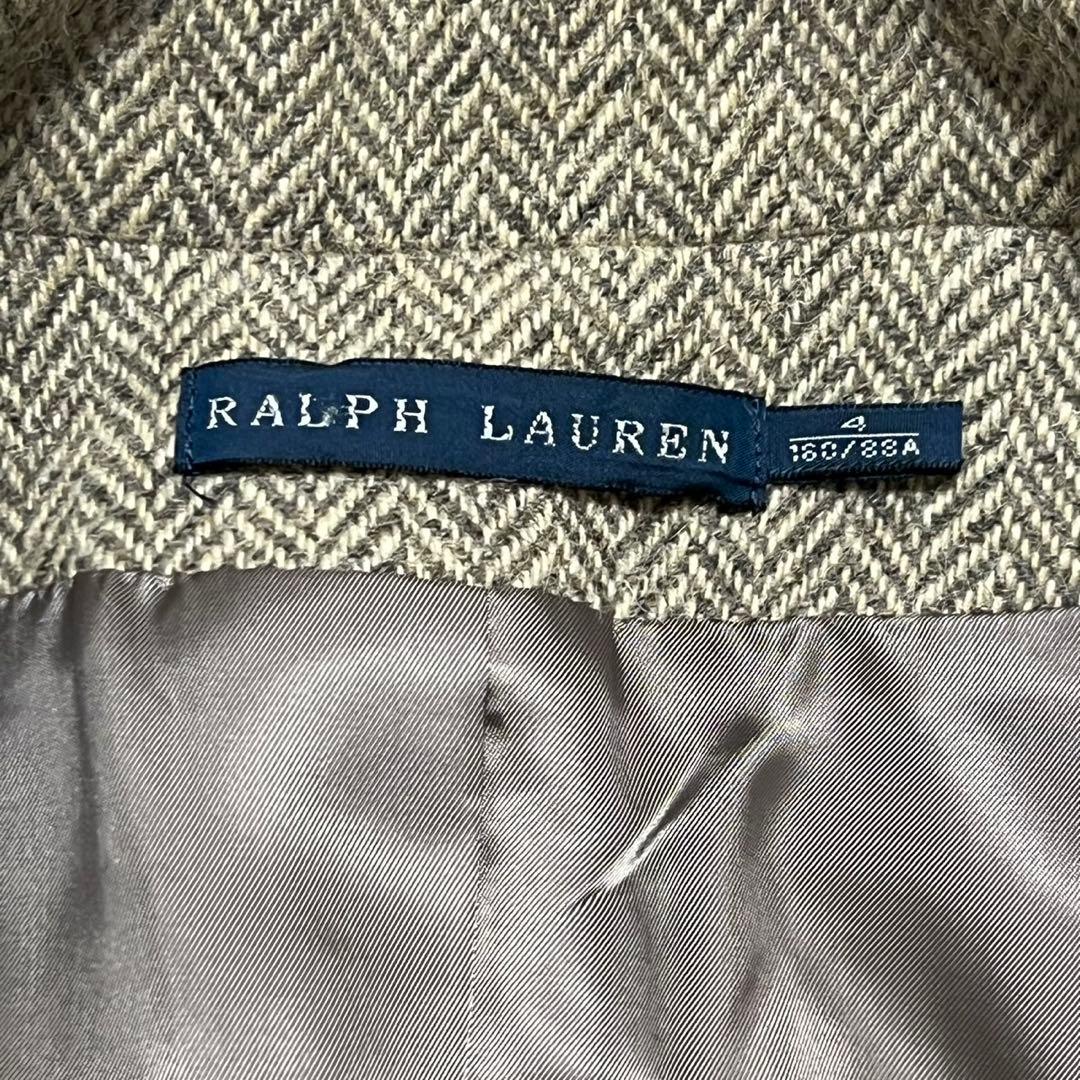 【美品】ラルフローレン　テーラードジャケット　ヘリンボーン アルパカ混 ヤギ革