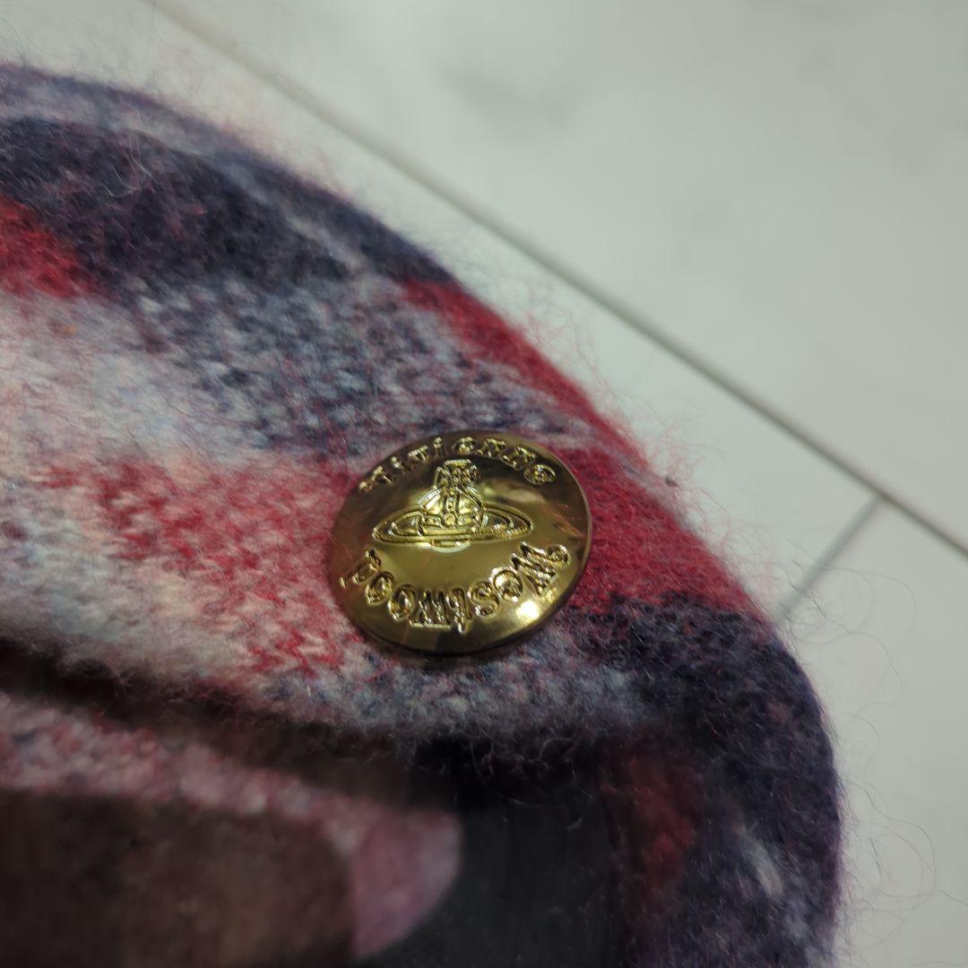 ヴィヴィアンウエストウッド ベレー帽 オーブ モヘア混 チェック