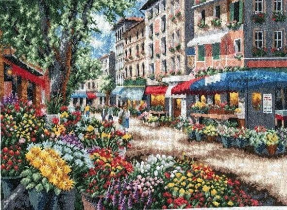 新品　ハンドメイド　クロスステッチ　完成品　大判　14ct　【バリの花市】