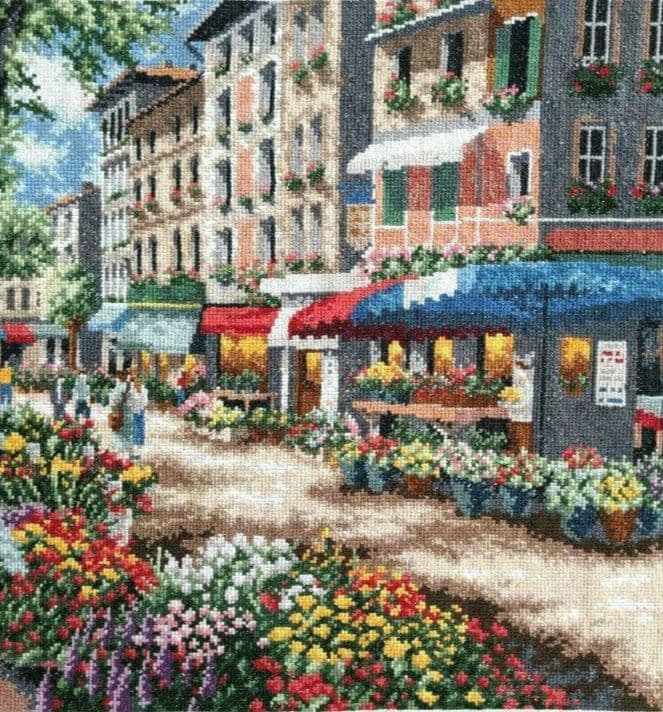 新品　ハンドメイド　クロスステッチ　完成品　大判　14ct　【バリの花市】