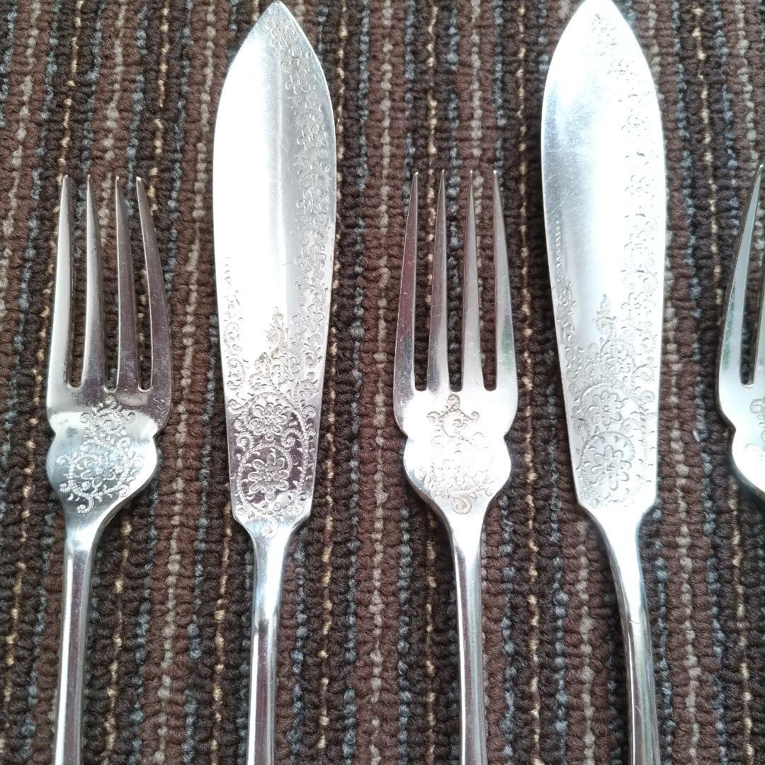 イギリス　JD&S　シルバープレート／銀メッキ　ナイフ＆フォーク　５組１０本