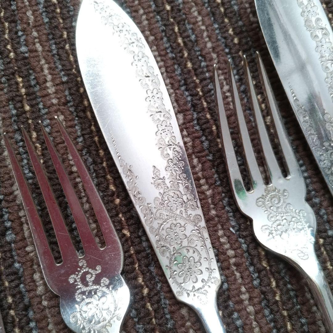 イギリス　JD&S　シルバープレート／銀メッキ　ナイフ＆フォーク　５組１０本