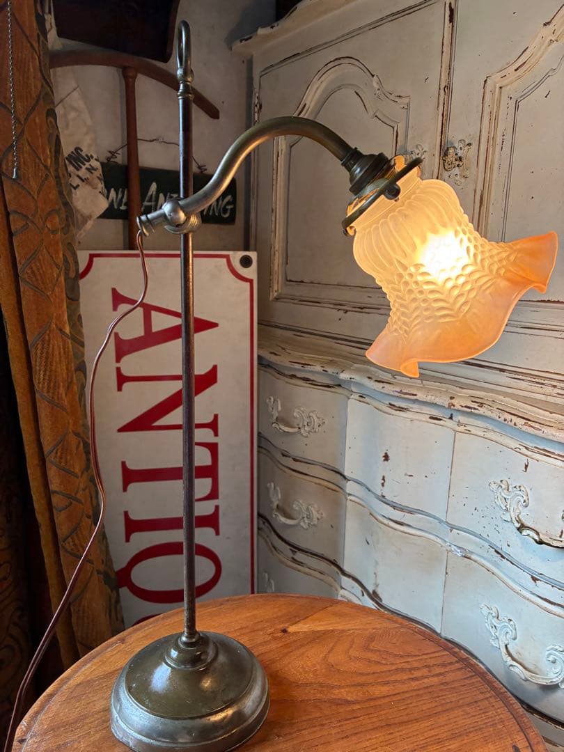フランス　アンティーク　デスク　ランプ D ベッドサイド　卓上　真鍮　ランプ