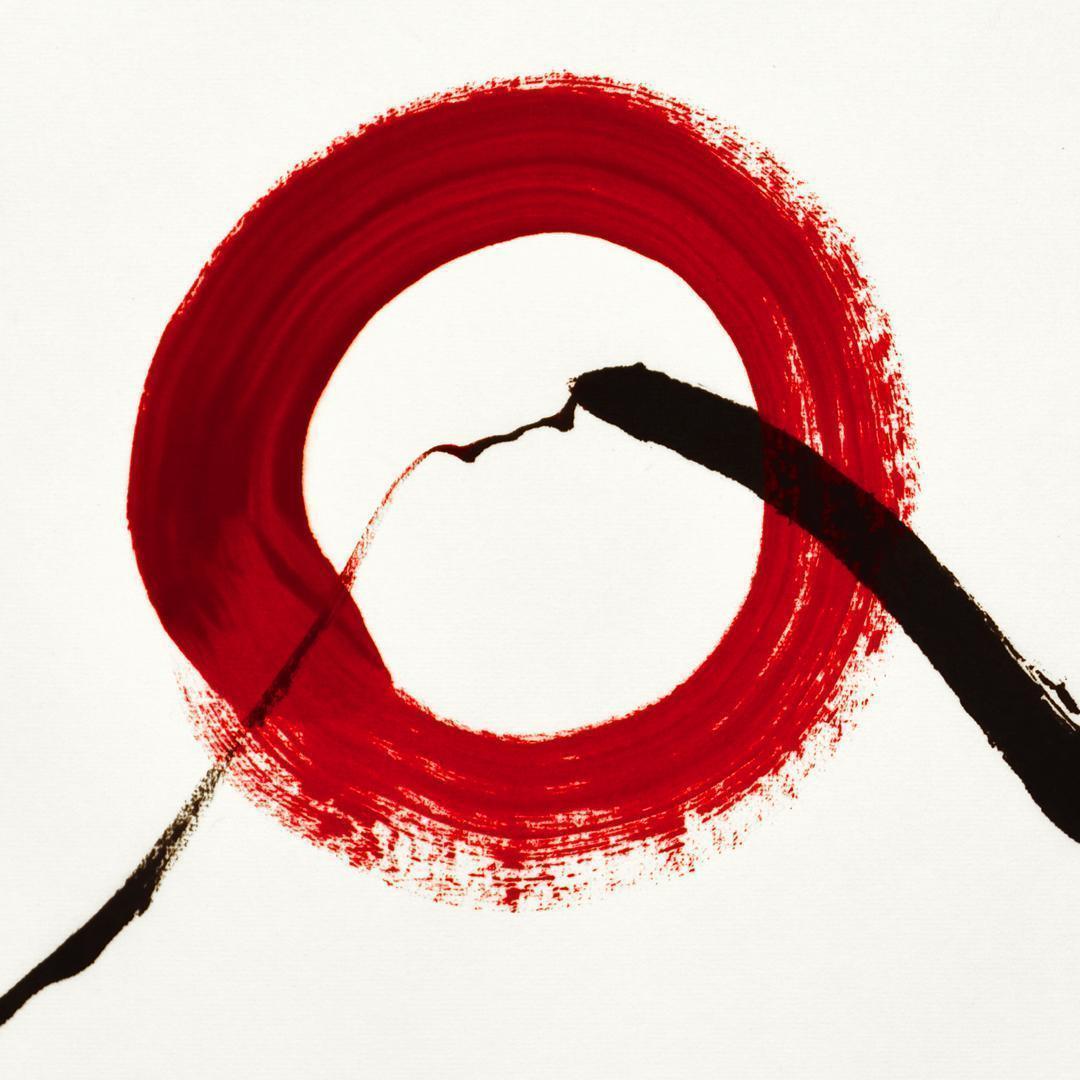 円の循環と偶発による一枚●『太陽と富士山』がんどうあつし絵画直筆書画シンプル日本