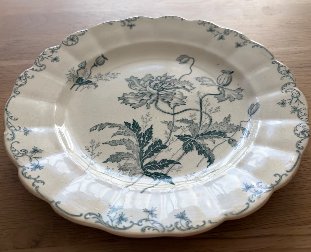 希少　フランスアンティーク　花リムプレート　ショワジールロワ窯　PAVOTS