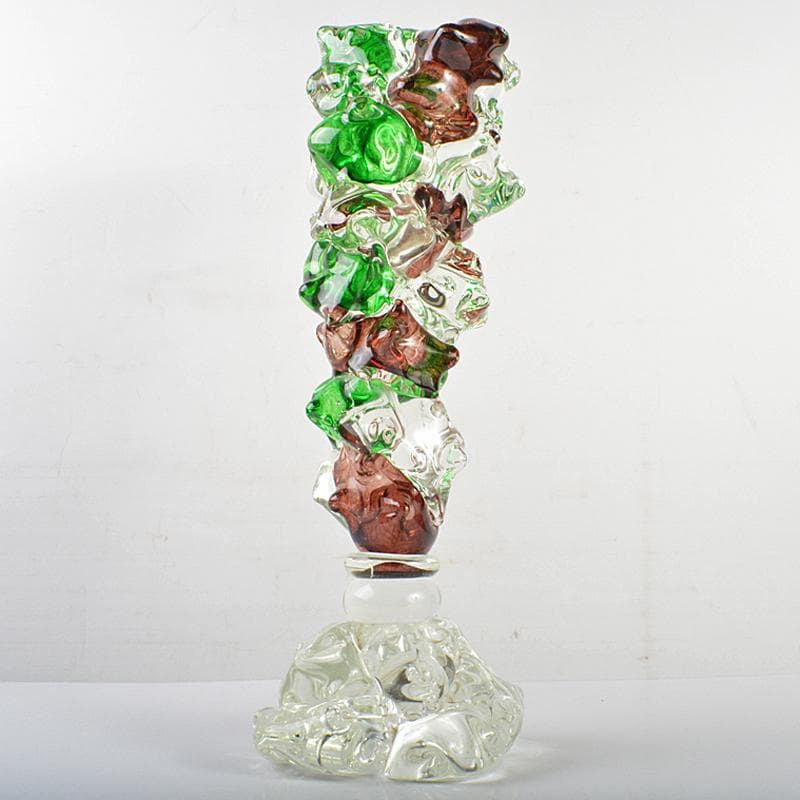 ガラス造形作家　イワタルリ　岩田瑠璃　ガラス器　花瓶　共箱　D　R7497B