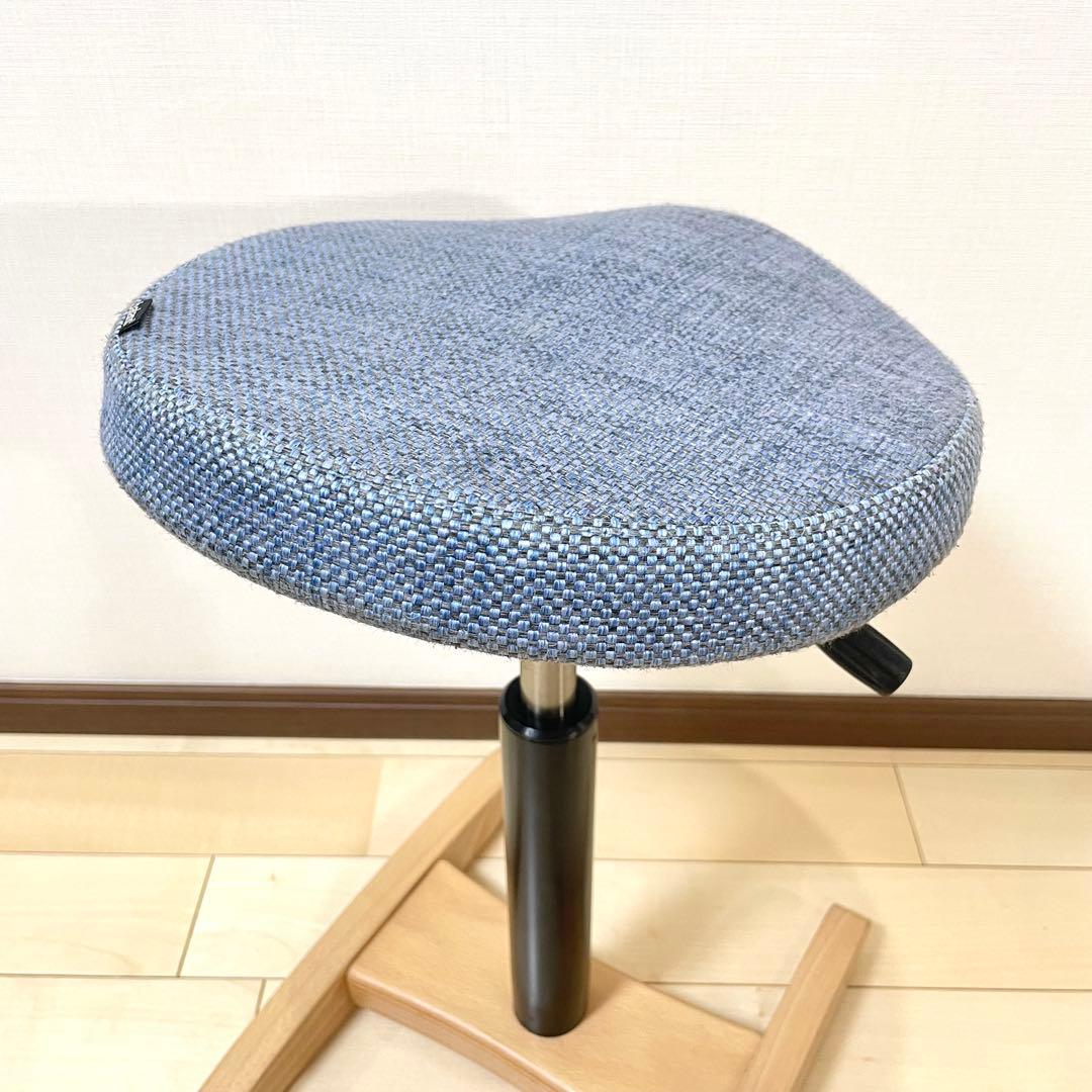 バランスラボ バランスチェア バランスシナジー 織柄ブルー 中古品