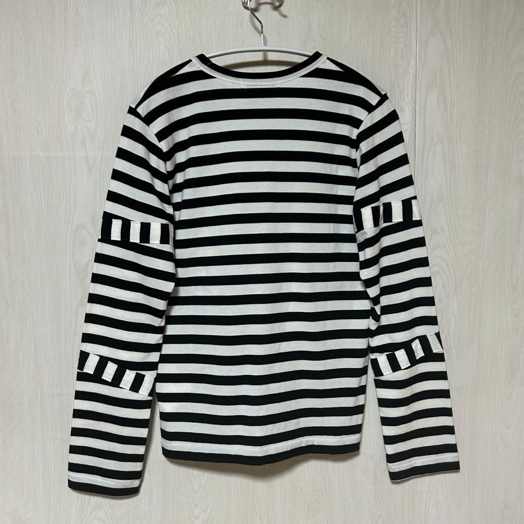 コムデギャルソン メッセージ プリント ロング 長袖 Tシャツ ボーダー M