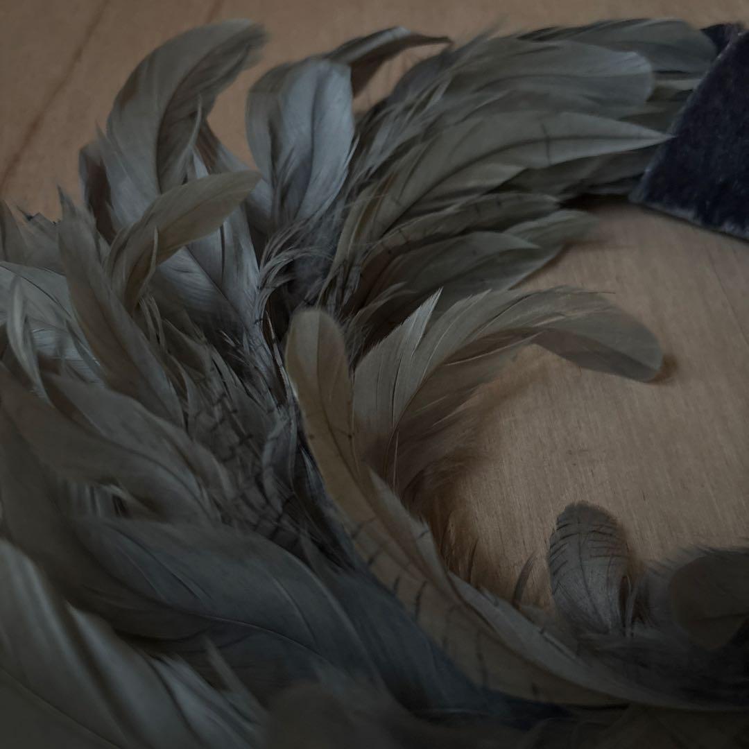 リース 羽 リボン アンティーク／クリスマスリース 希少