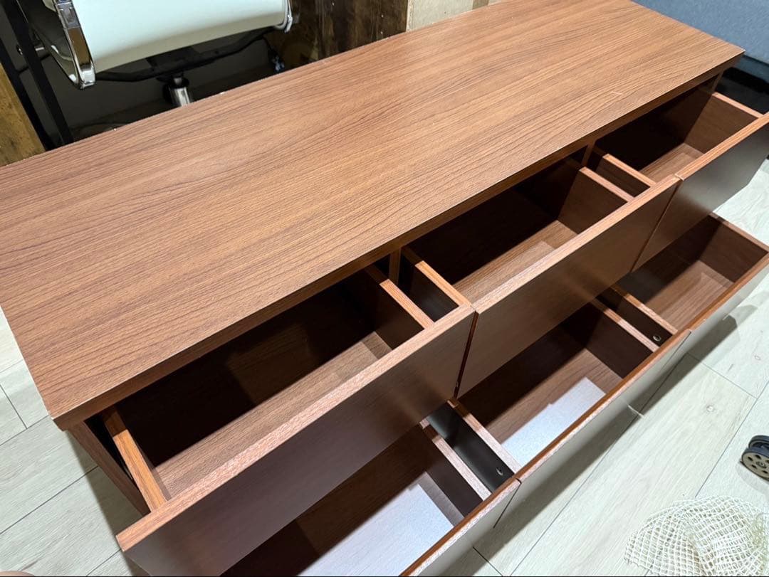 木製ラック ブラウン 6引き出し