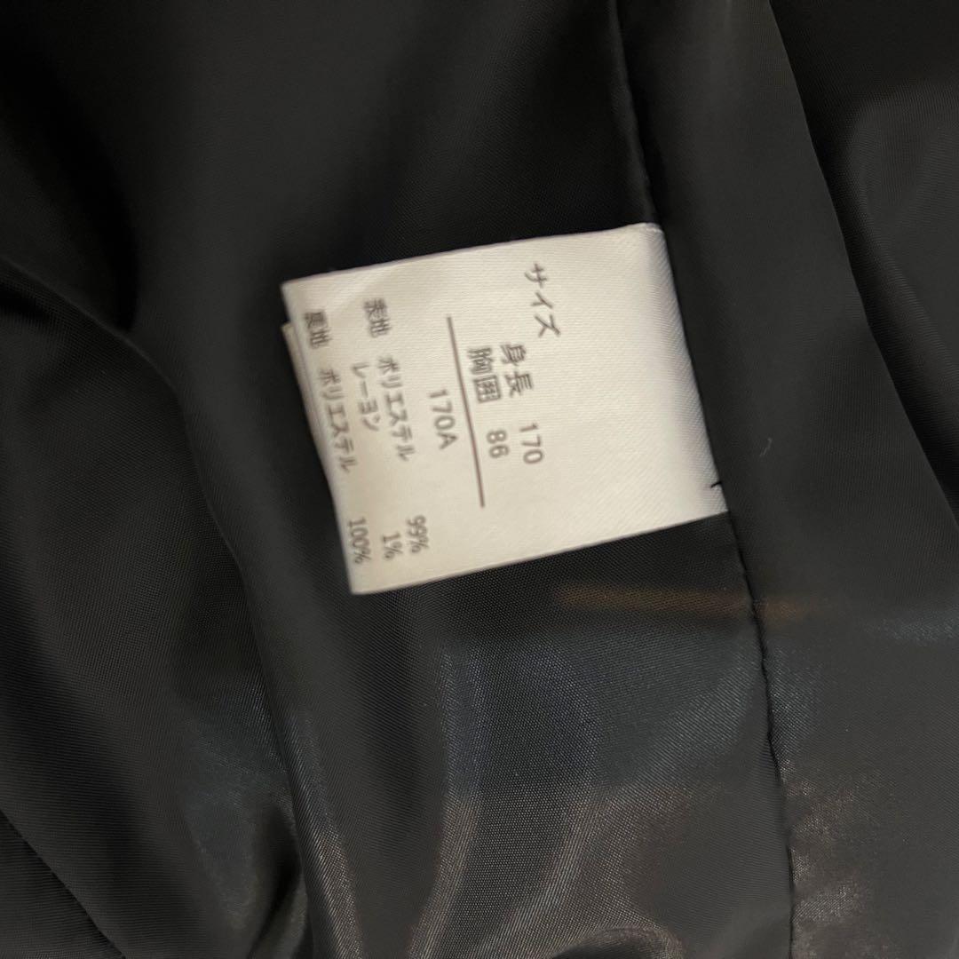 【美品】式典用170 墨黒グレーチェック　ワンダーファクトリー 卒服5点セット