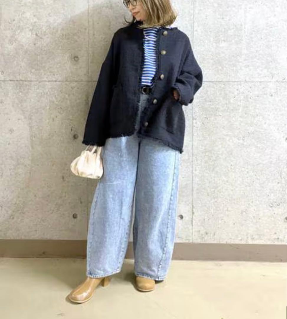 もも♡スタジオクリップ★新品★ドルマンツイードジャケット★ネイビー