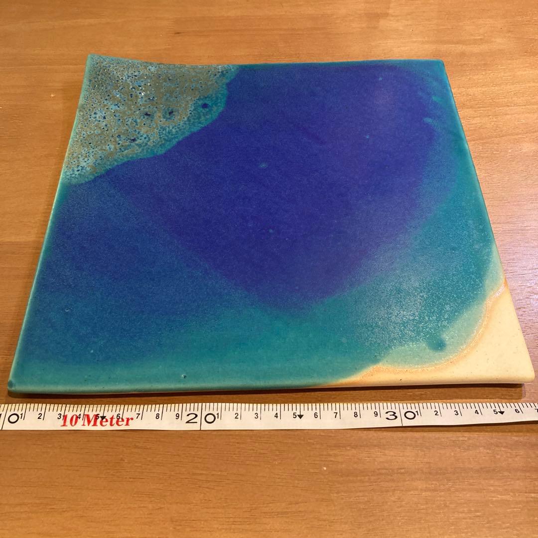 【新品未使用】うるま陶器 やむちん 沖縄 青い器 うるまいろ　大皿