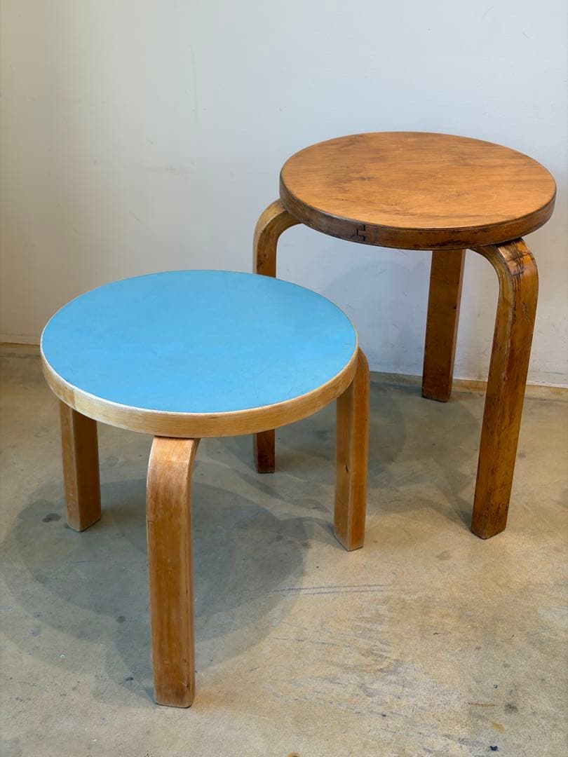 【希少・low】Artek スツール60 ローバージョン ブルーリノリウム