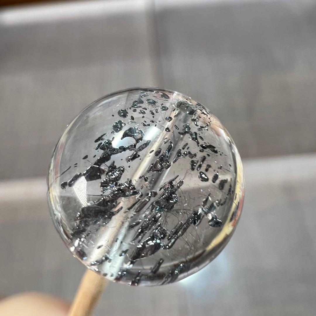 スティブナイトインクォーツ　ビーズ　2 貫通穴あり