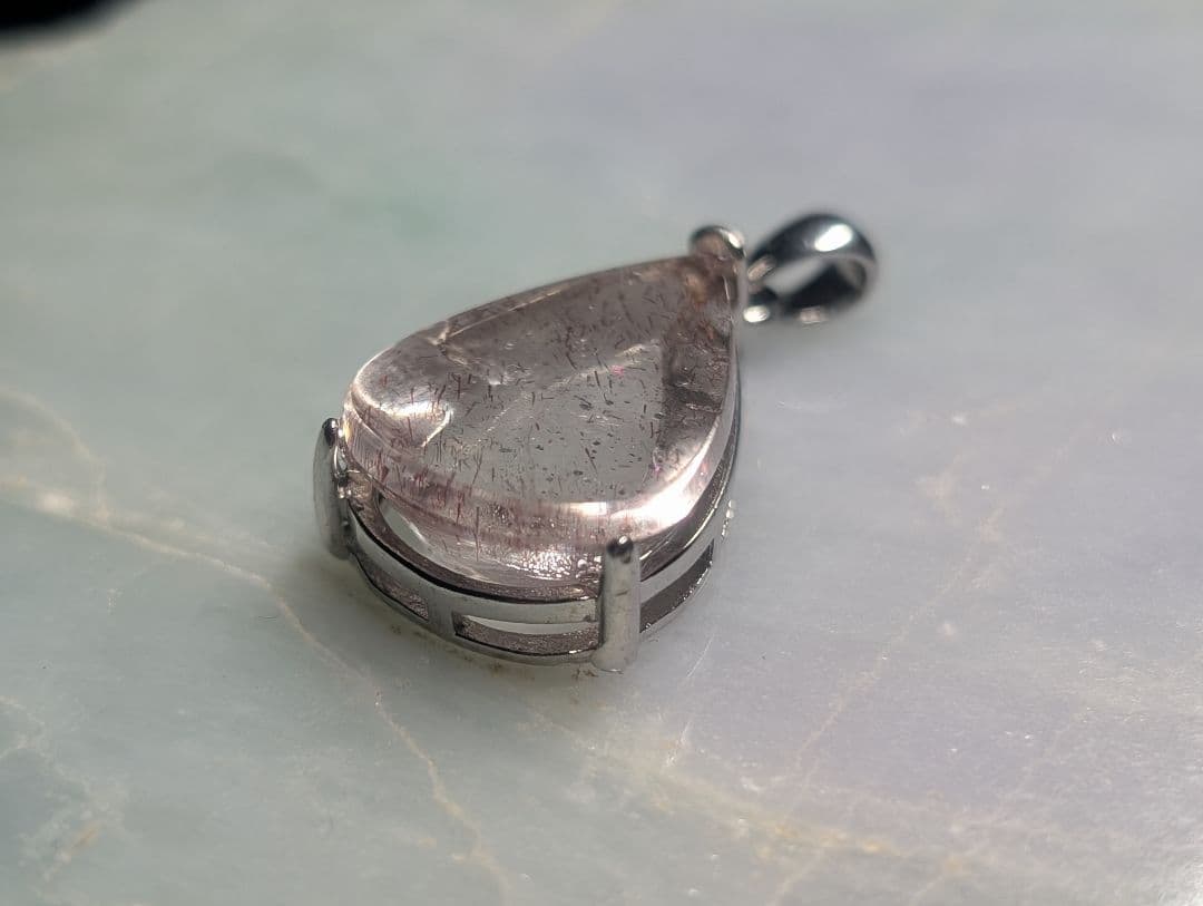 高品質極美神秘的ピンクファイヤークォーツペンダントトップ