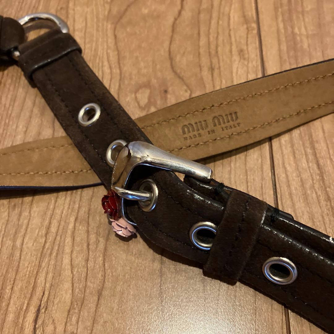 miu miu ブラウン スエード レザー ベルト 85/34