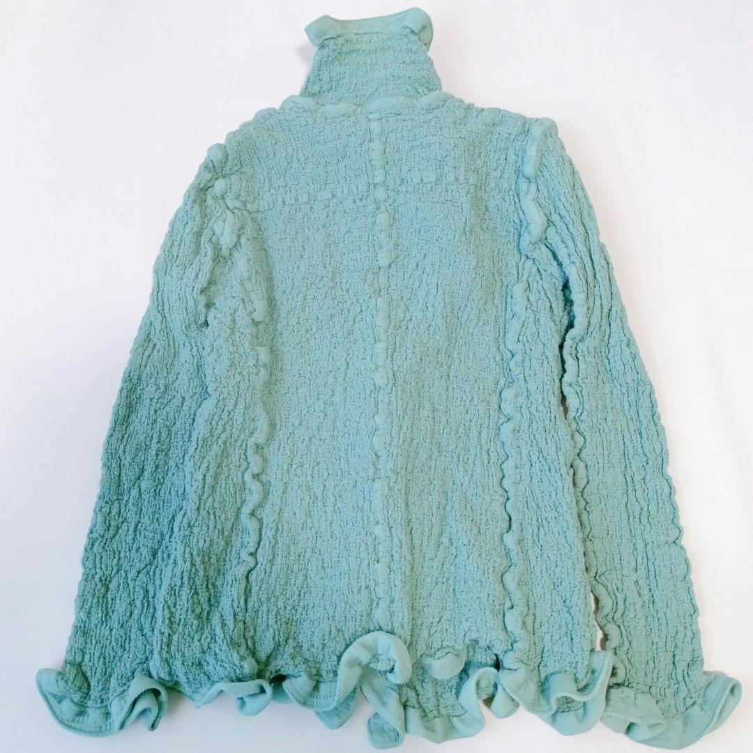 【ミー　イッセイミヤケ】プリーツ　カーディガン　フリル　シワ加工　ロゴ　羽織り