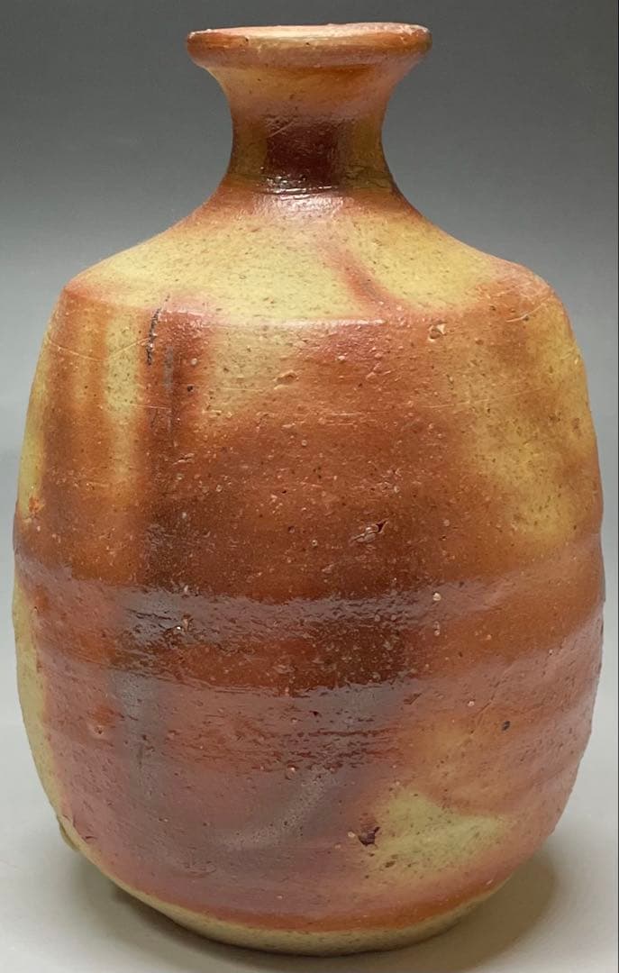 人間国宝　伊勢崎淳　備前緋襷徳利　備前焼　共箱(四方桟盛蓋) 栞　d1194