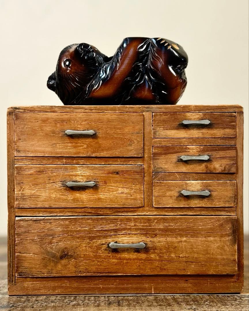 美品　小引き出し 箪笥 木製 昭和初期 古家具 無垢材 道具箱 収納棚